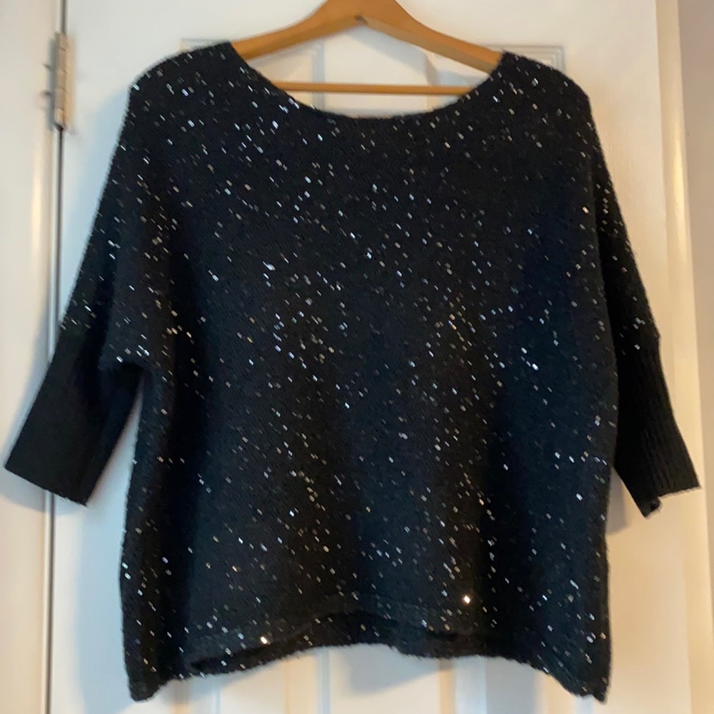 Forever21 XS Black Sweater 3/4 Sleeves w/Sequins